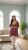 Kurti Palazzo Suit with Tube &amp; Neck Work - 3-Piece Set